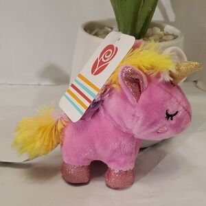 Pink Plush Unicorn Bag Charm/Glitter Details